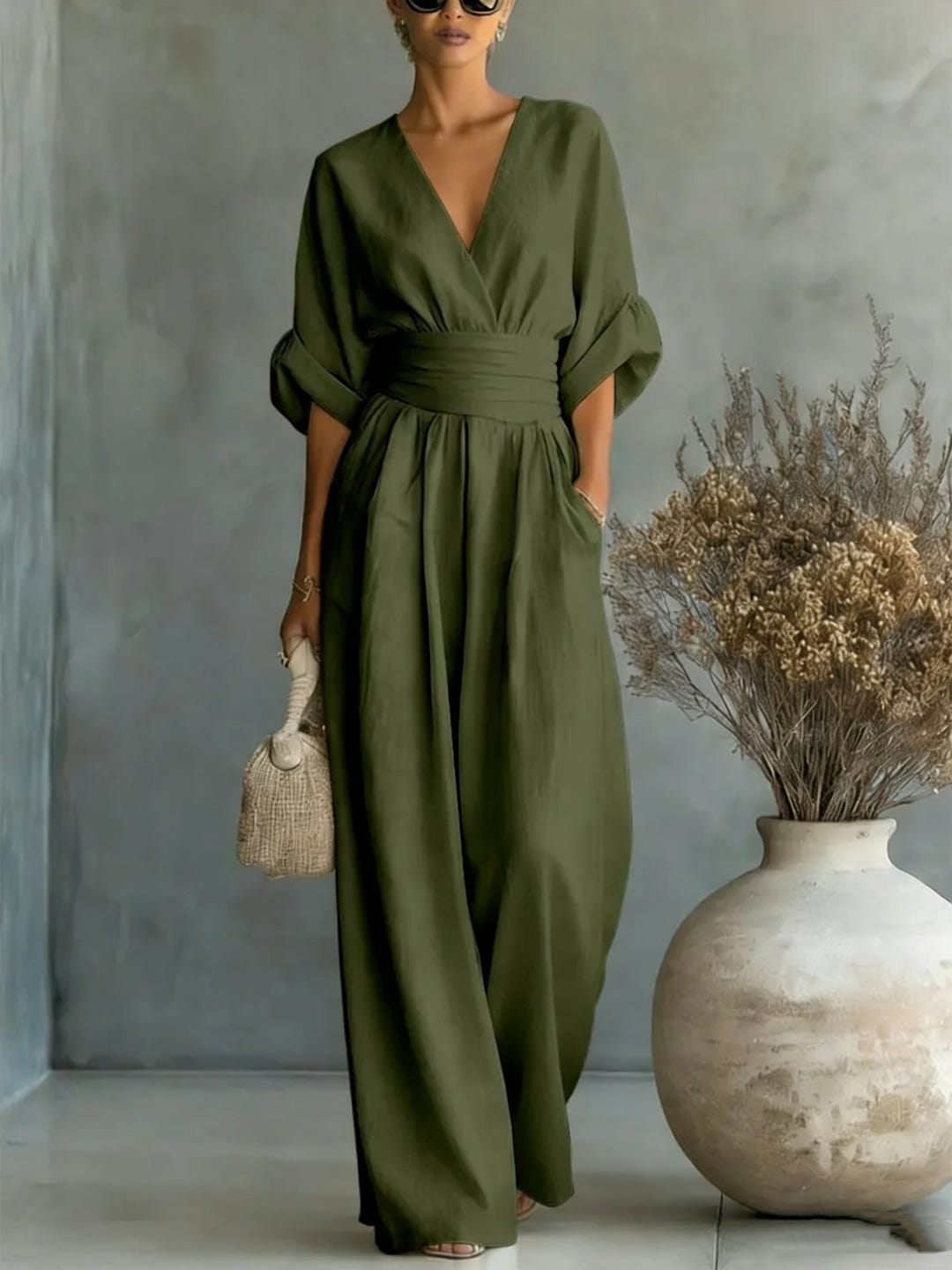 Megen | V-Neck Open-Back Maxi Dress