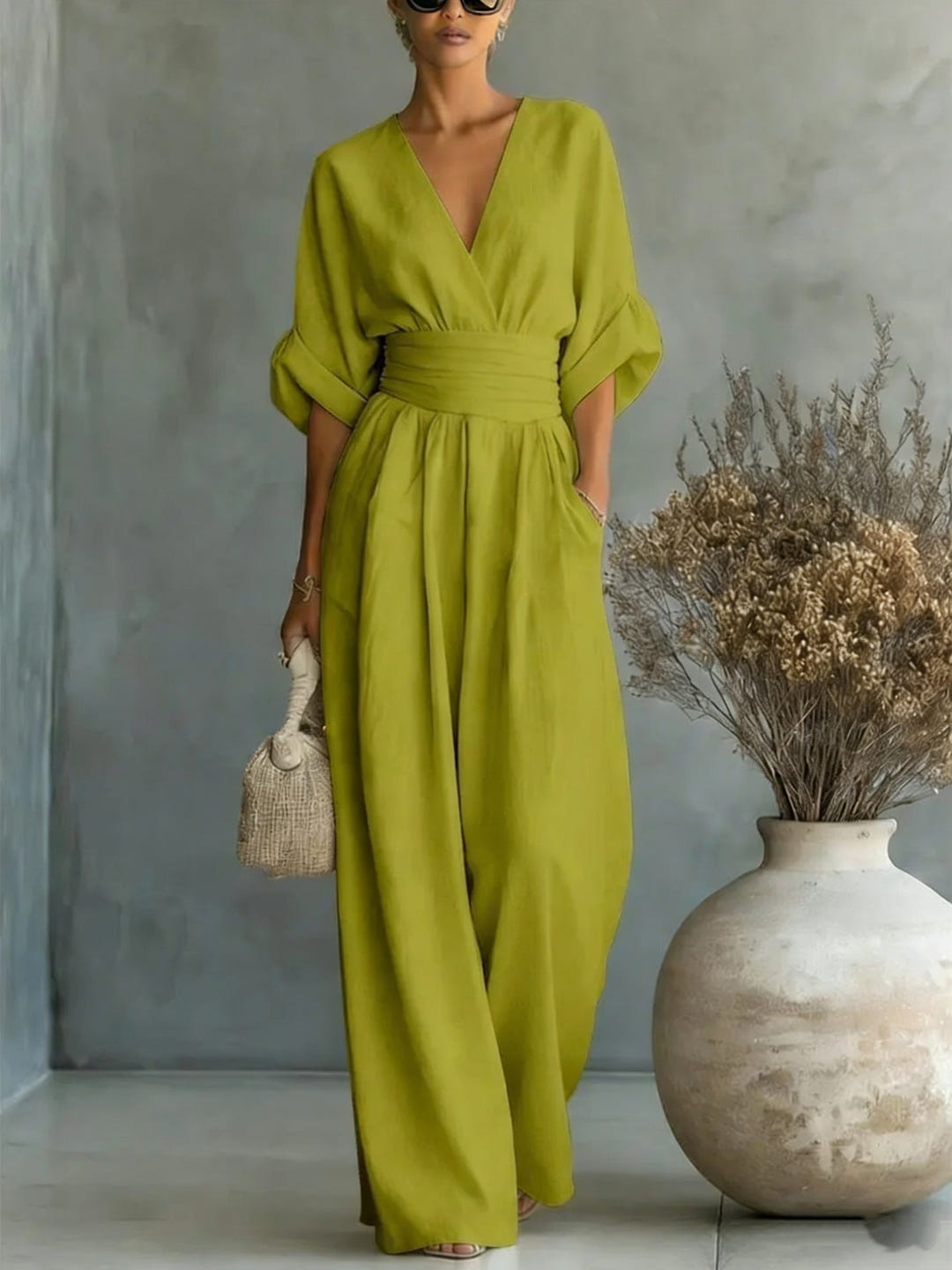 Megen | V-Neck Open-Back Maxi Dress