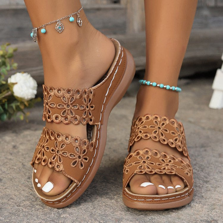 Immy | Floral Cutout Wedge Sandals
