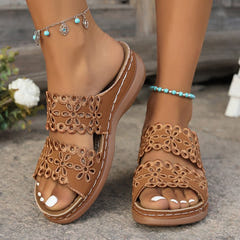 Immy | Floral Cutout Wedge Sandals