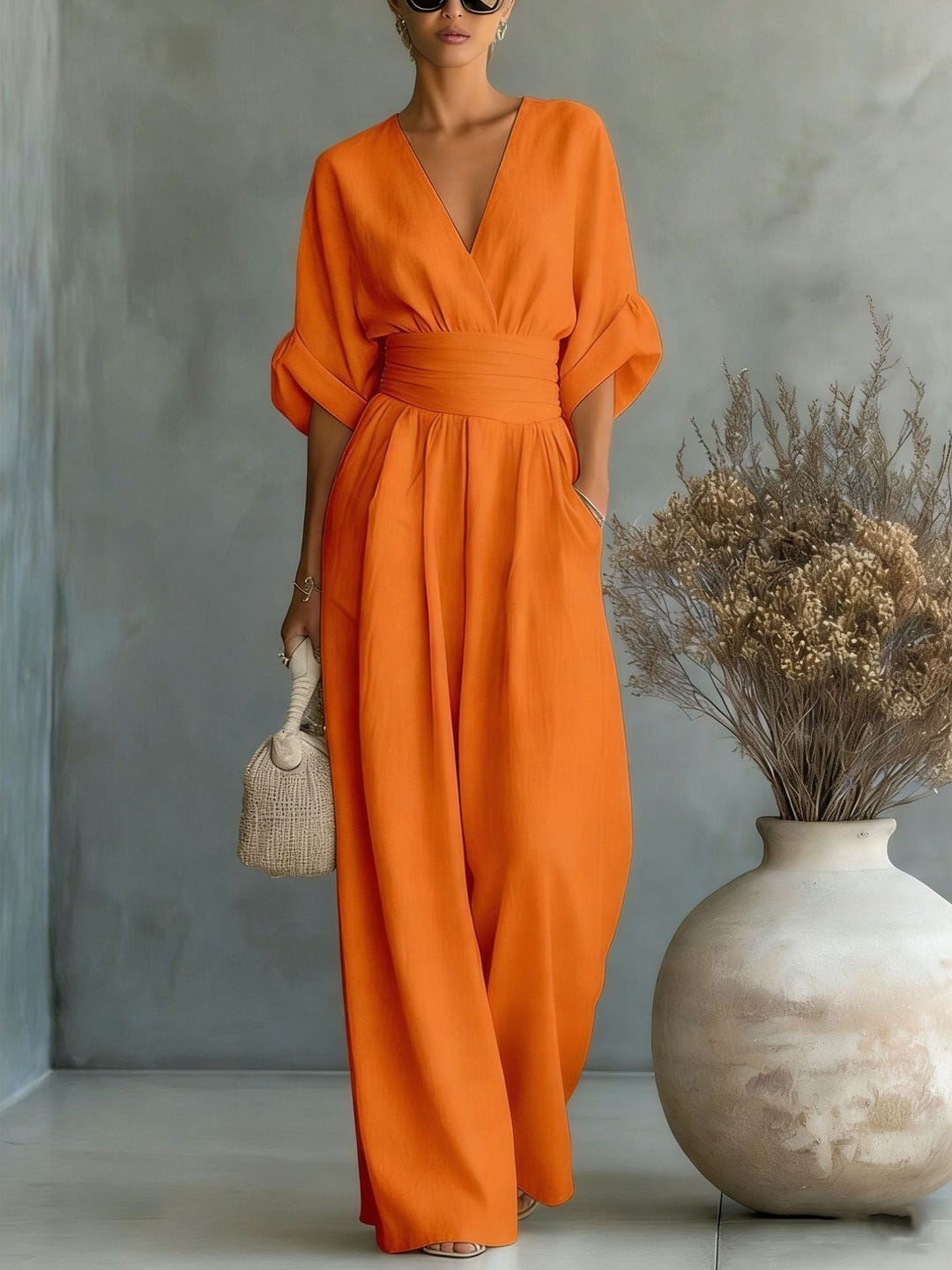 Megen | V-Neck Open-Back Maxi Dress