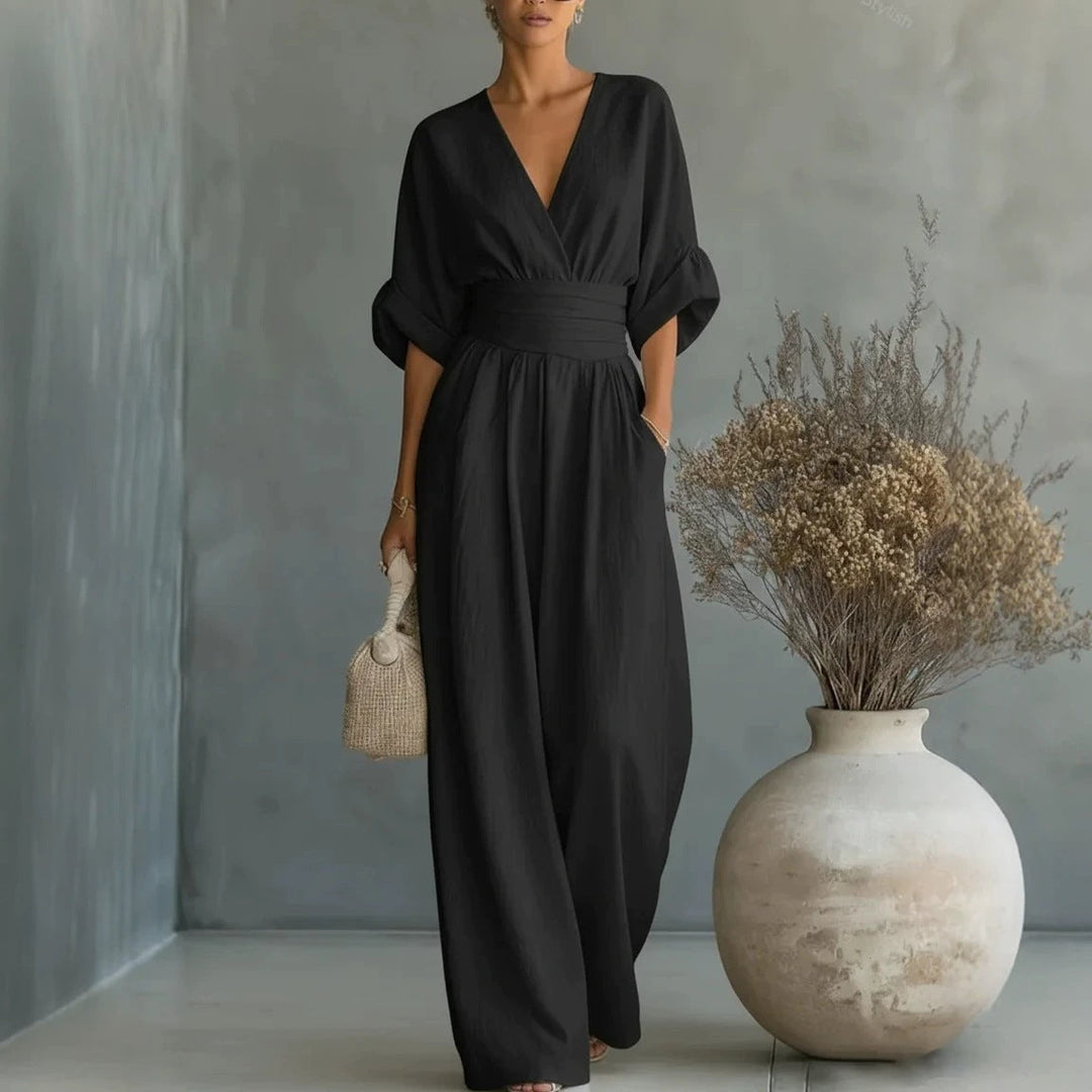 Pryderi | Elegant Draped Wide-Leg Jumpsuit