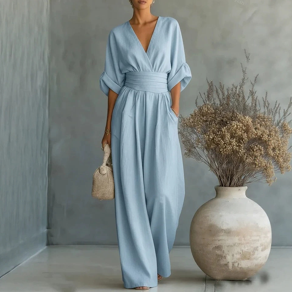 Pryderi | Elegant Draped Wide-Leg Jumpsuit