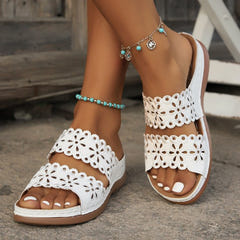 Immy | Floral Cutout Wedge Sandals