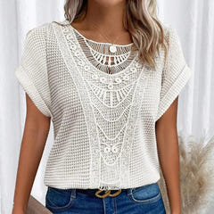 Skyler | Crochet-Trim Round-Neck Top