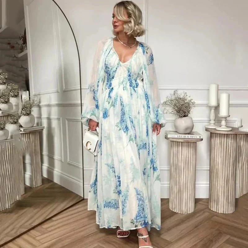 Wanda | Floral Drawstring Maxi Dress