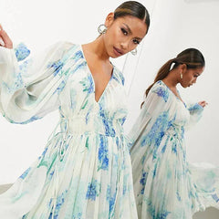 Wanda | Floral Drawstring Maxi Dress