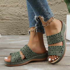 Immy | Floral Cutout Wedge Sandals