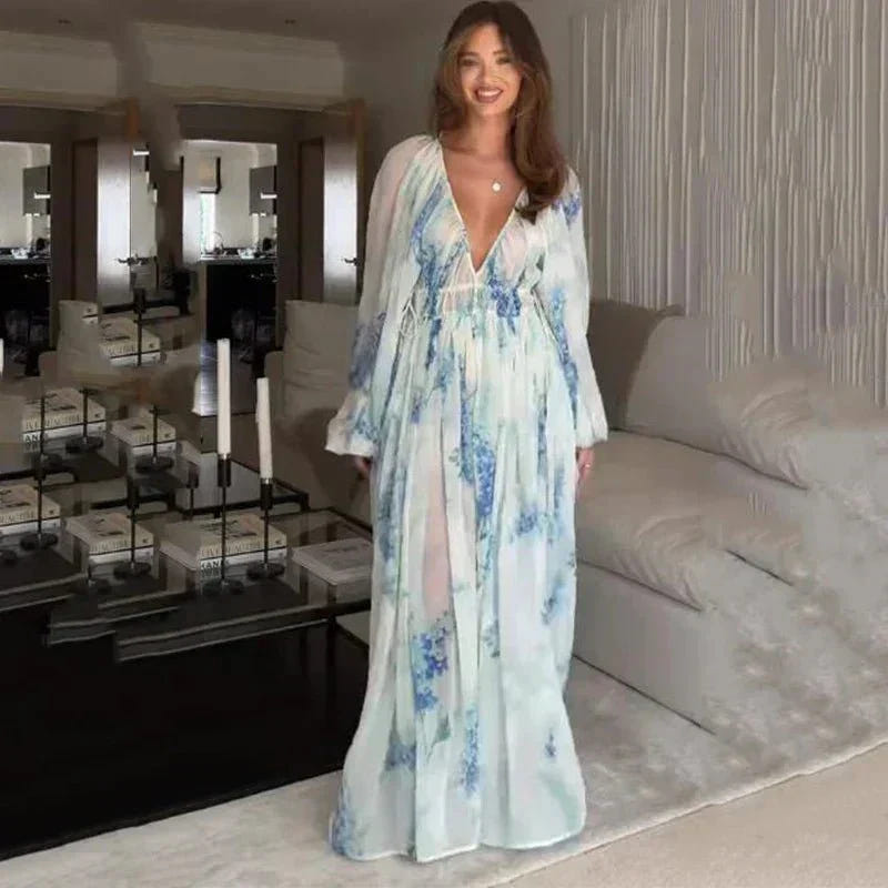 Wanda | Floral Drawstring Maxi Dress