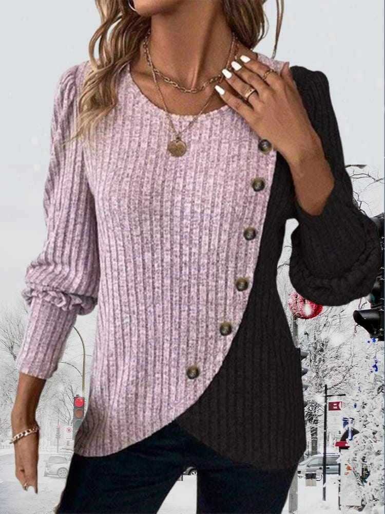 Eirlys | Contrast-Stripe Knit Pullover