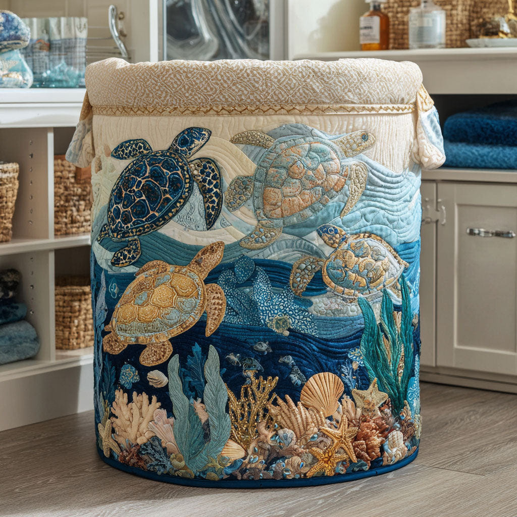 Teal | Quilted Cotton Laundry Basket