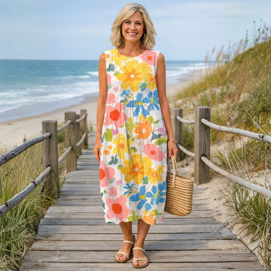 Portia | Pastel Floral Midi Dress