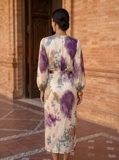 Jorie | Watercolour Satin Midi Dress