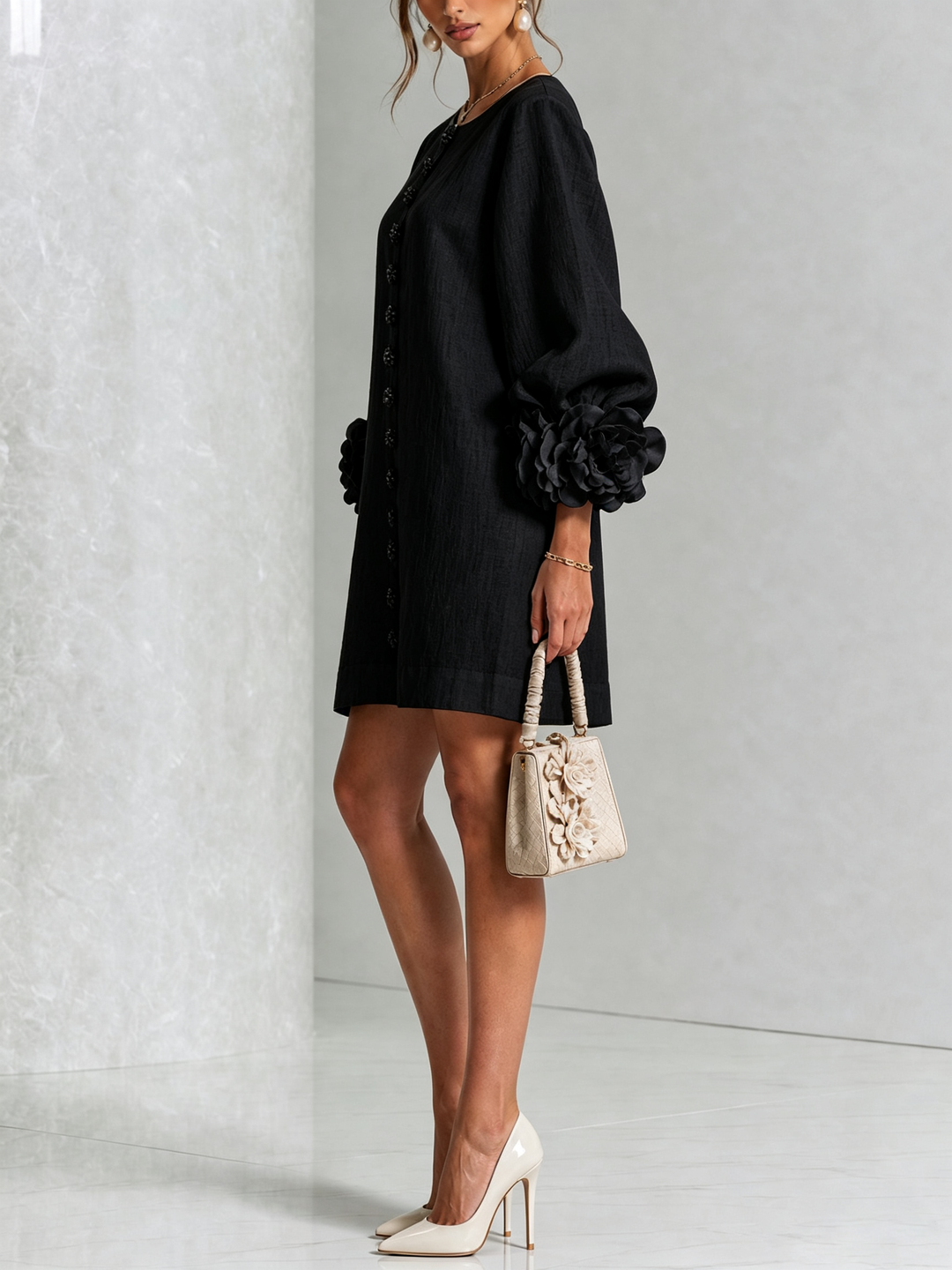 Ashley | Floral Cuff Mini Dress
