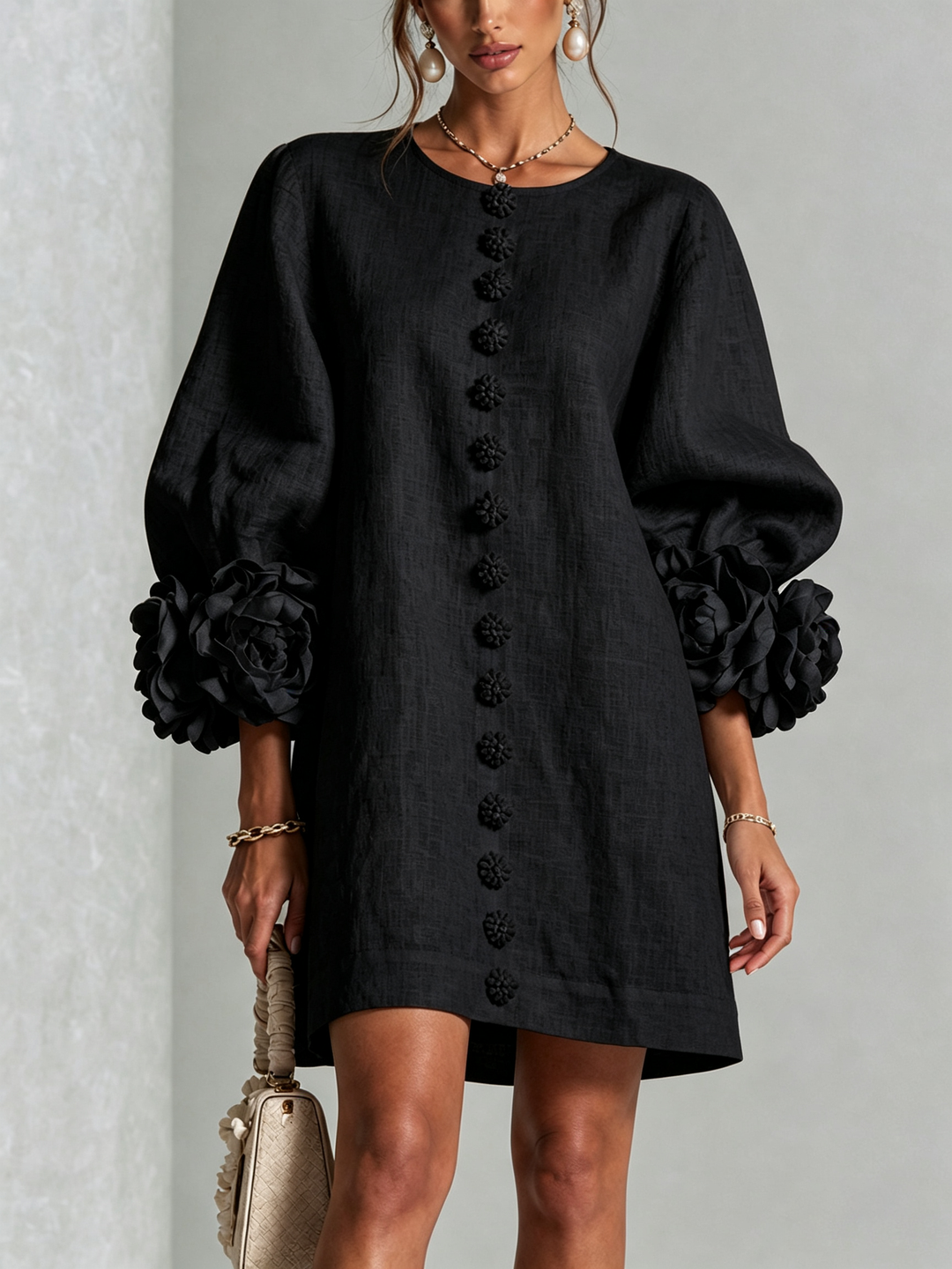 Ashley | Floral Cuff Mini Dress