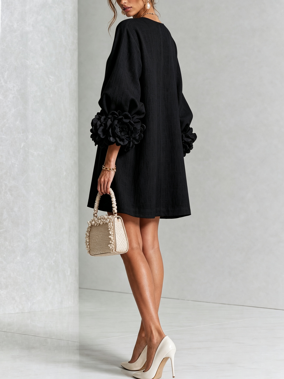 Ashley | Floral Cuff Mini Dress
