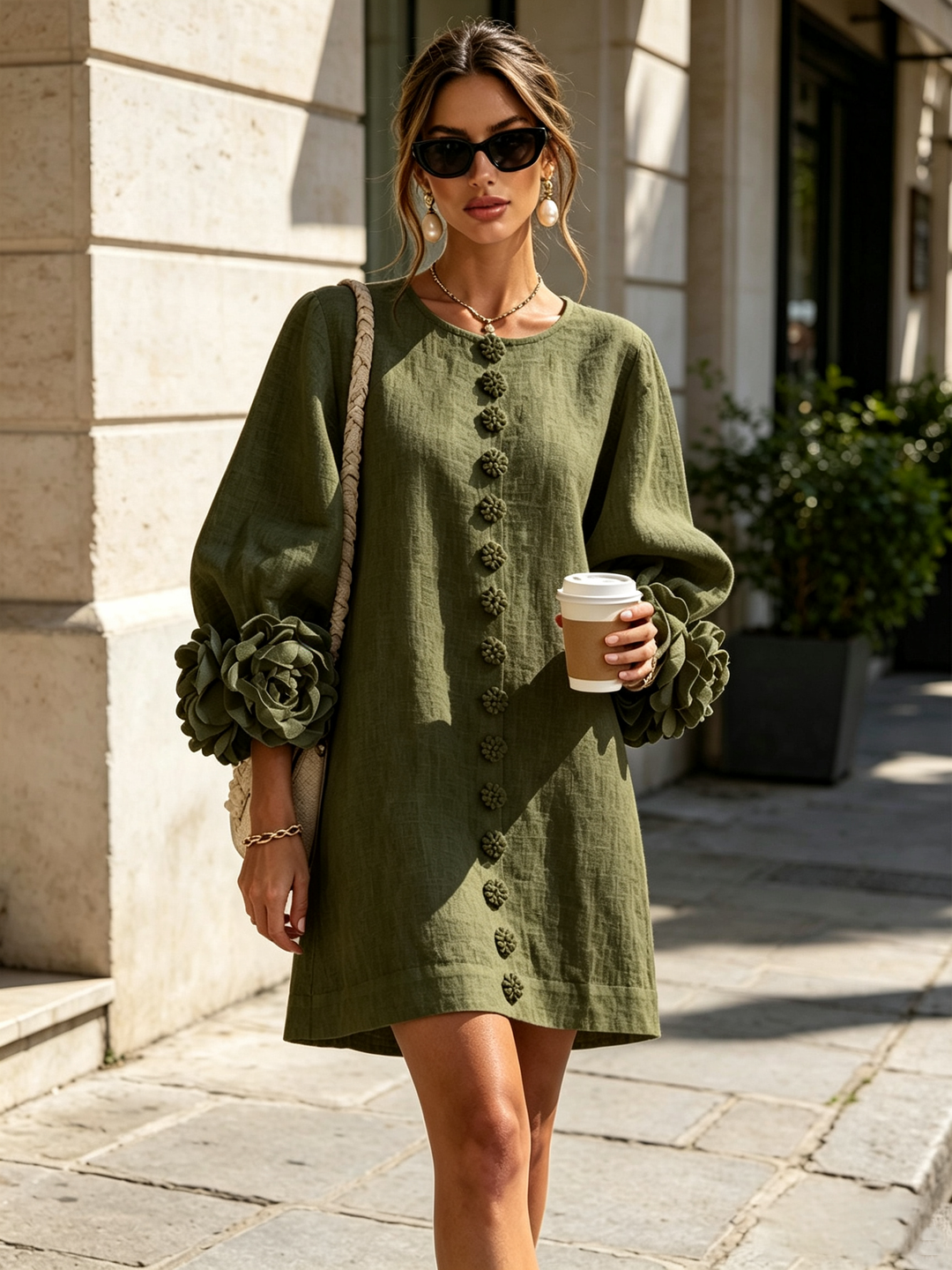 Ashley | Floral Cuff Mini Dress