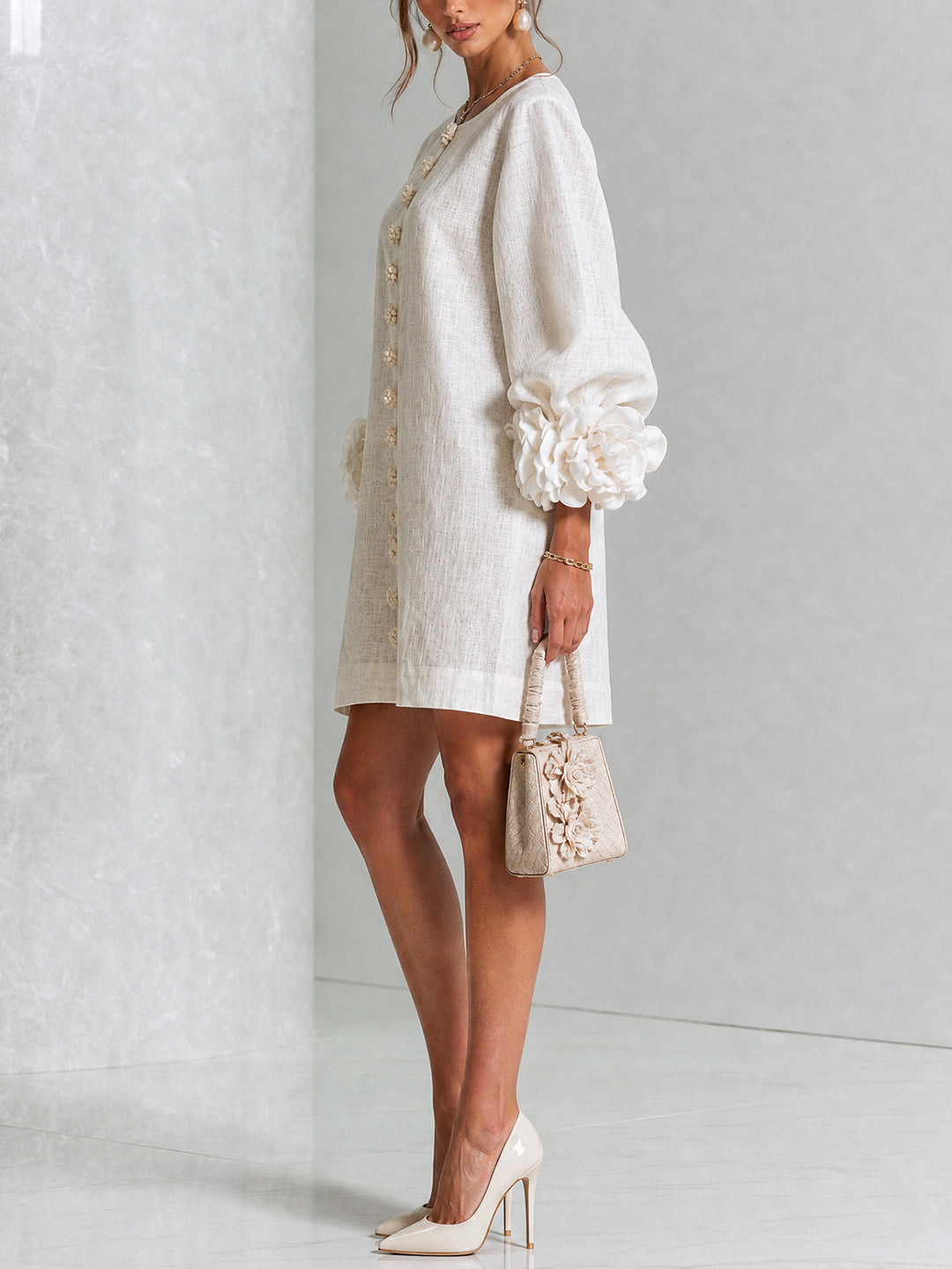 Ashley | Floral Cuff Mini Dress