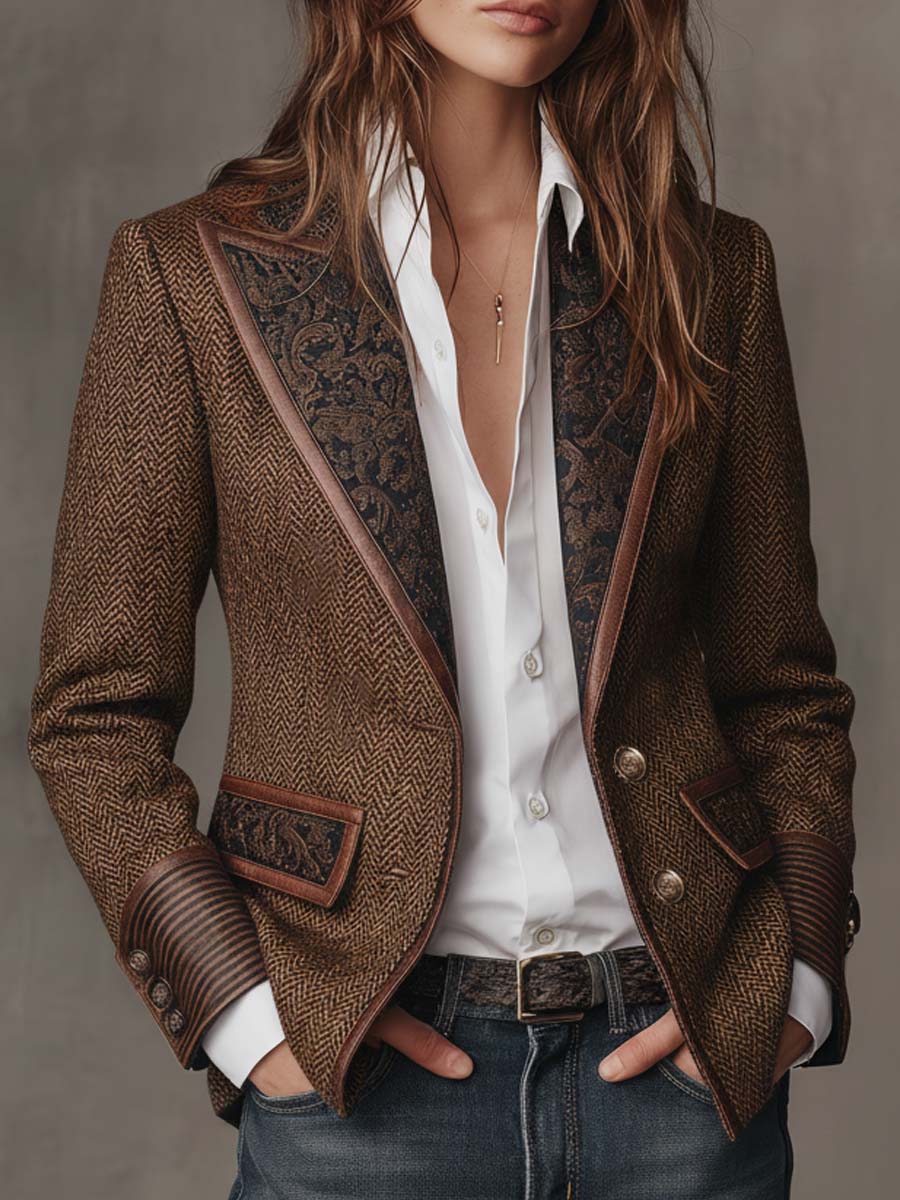 Dusty | Herringbone Panel Blazer