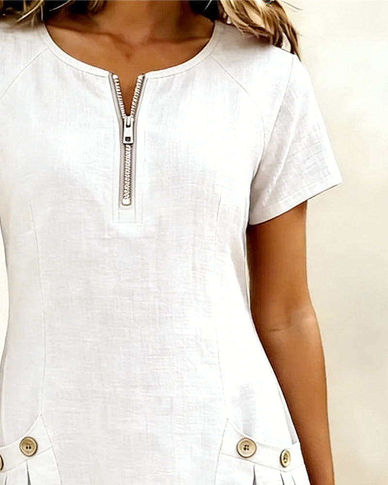 Noeleen | Cotton Zip-Pocket Dress