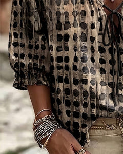 Mila | Boho Print Tie-Neck Blouse
