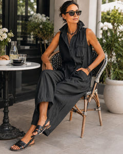 Marlo | Utility Pocket Linen Jumpsuit