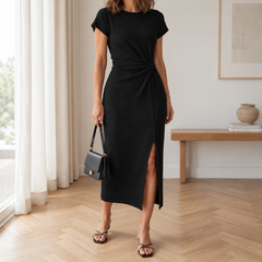 Cady | Ribbed Knot-Waist Midi Dress
