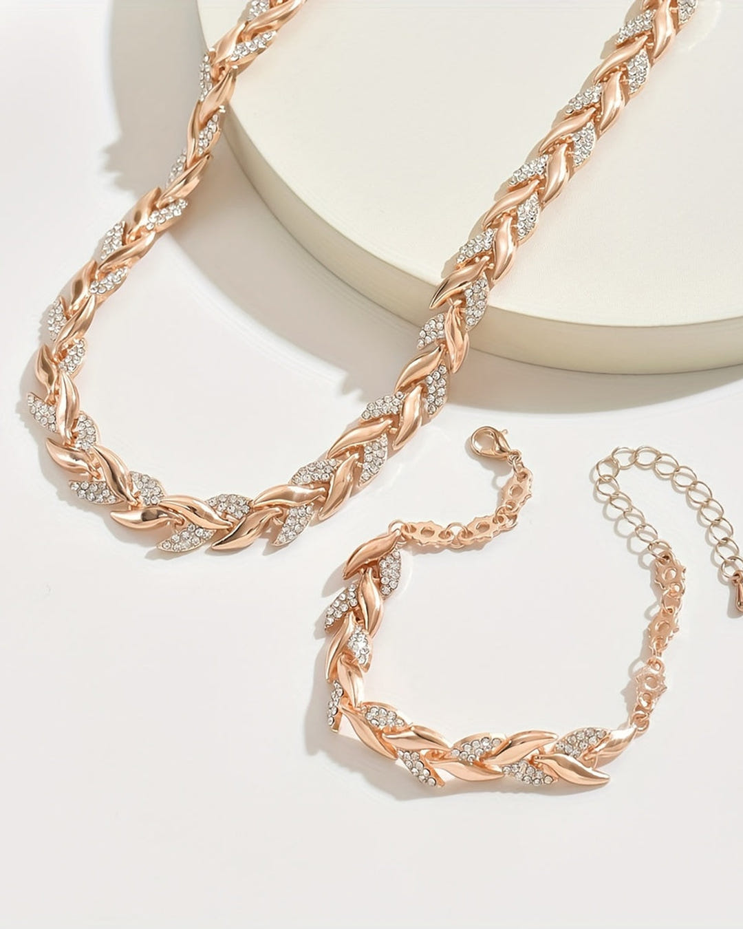 Neve | Rhinestone Fish-Tail Necklace & Bracelet Set