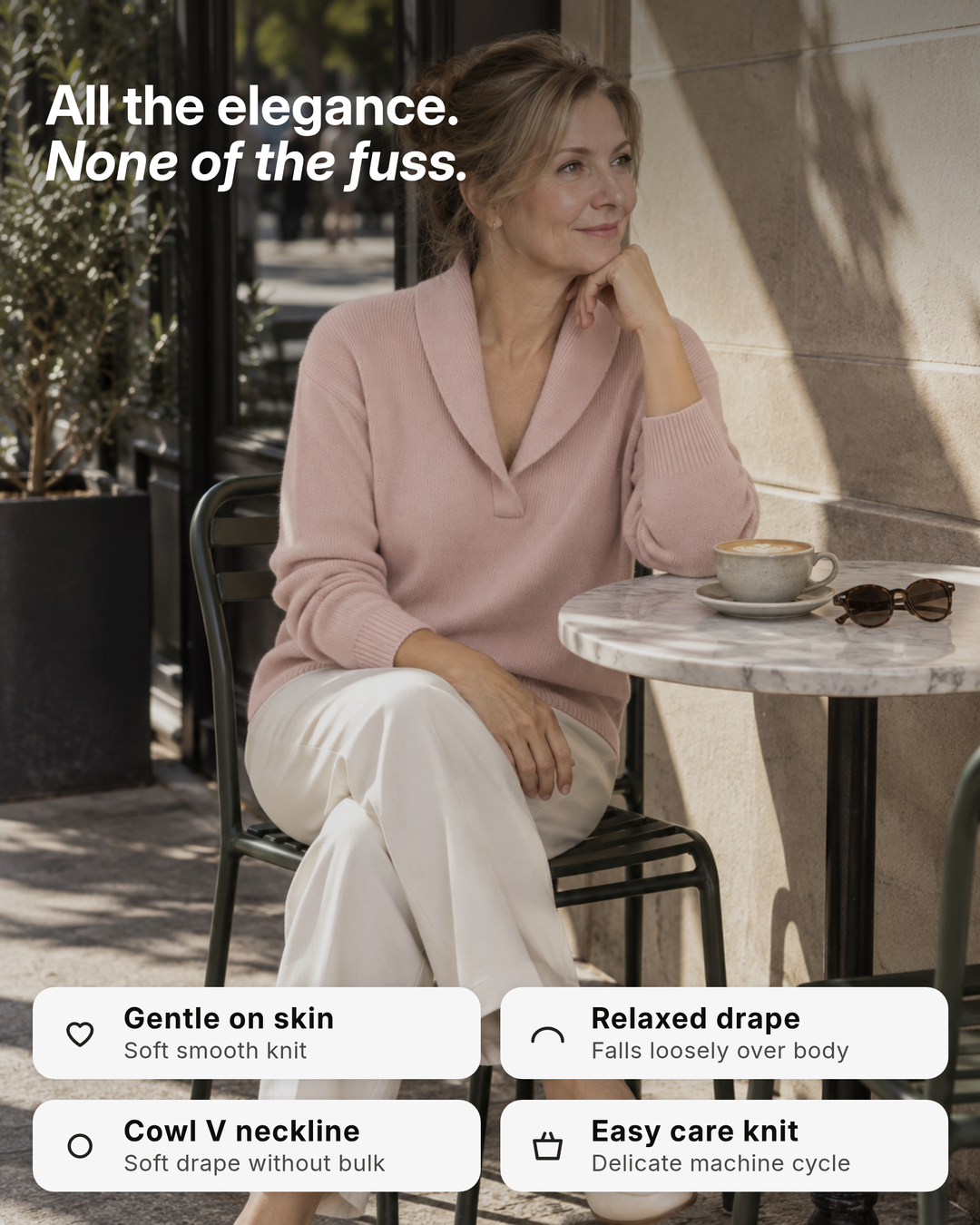 Almira | V-Neck Drape Knit benefits