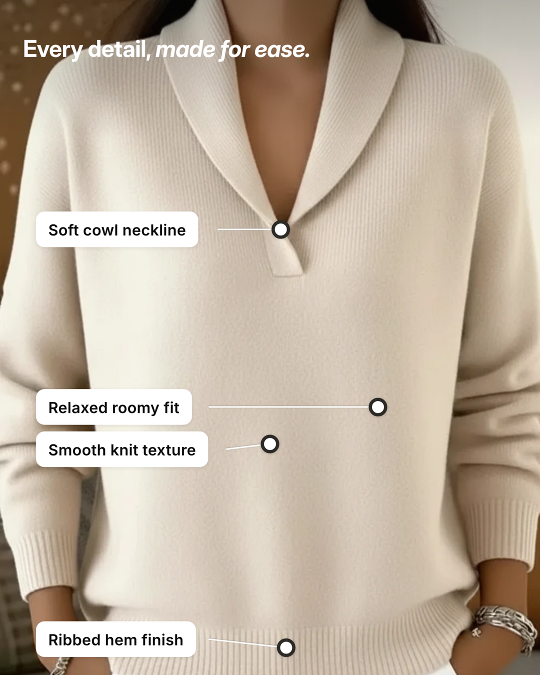 Almira | V-Neck Drape Knit details