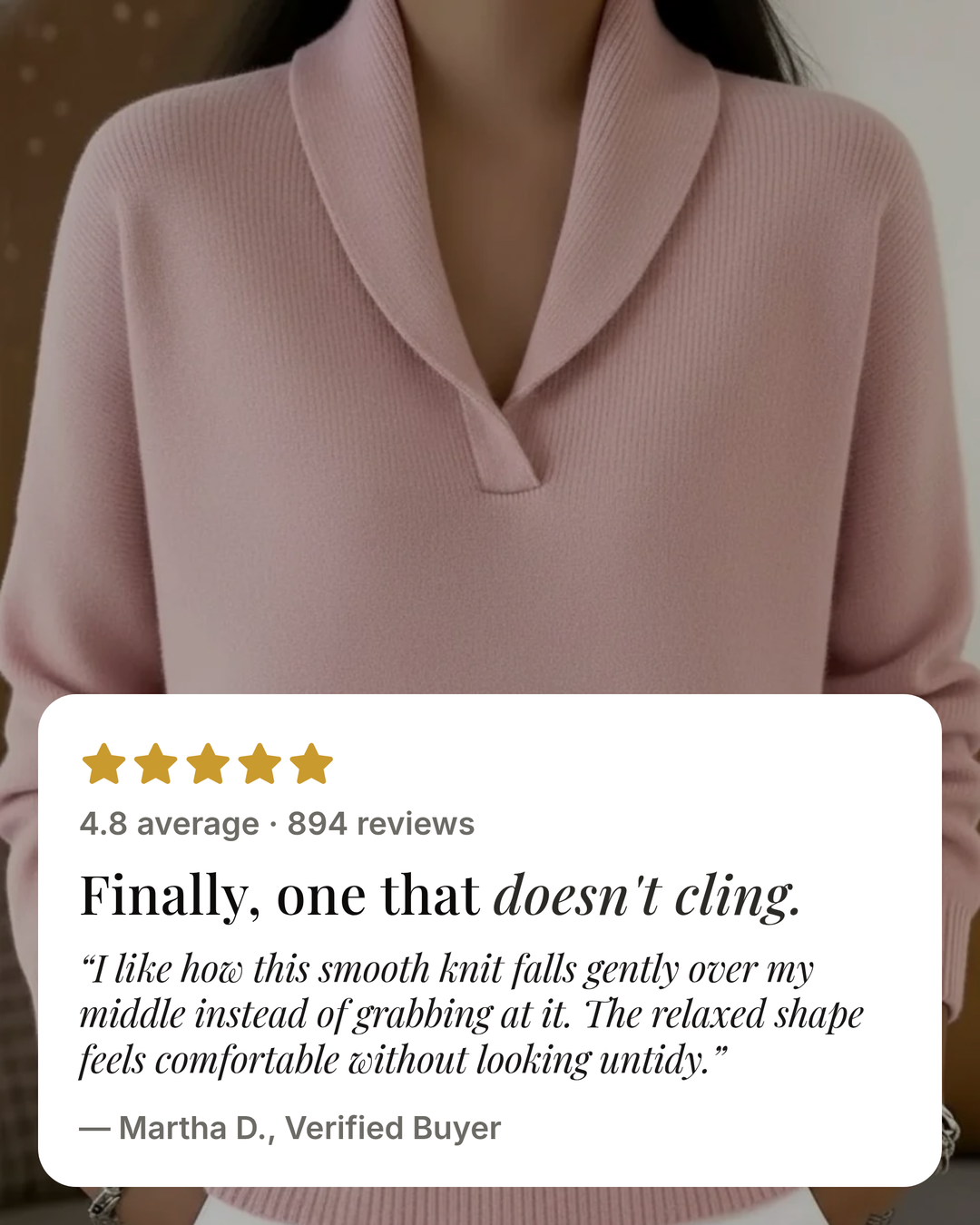 Almira | V-Neck Drape Knit five star customer review