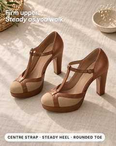 Annika | Retro Heeled Pumps fabric close-up