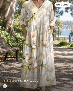 Antonia | Floral Summer Midi Dress in beige
