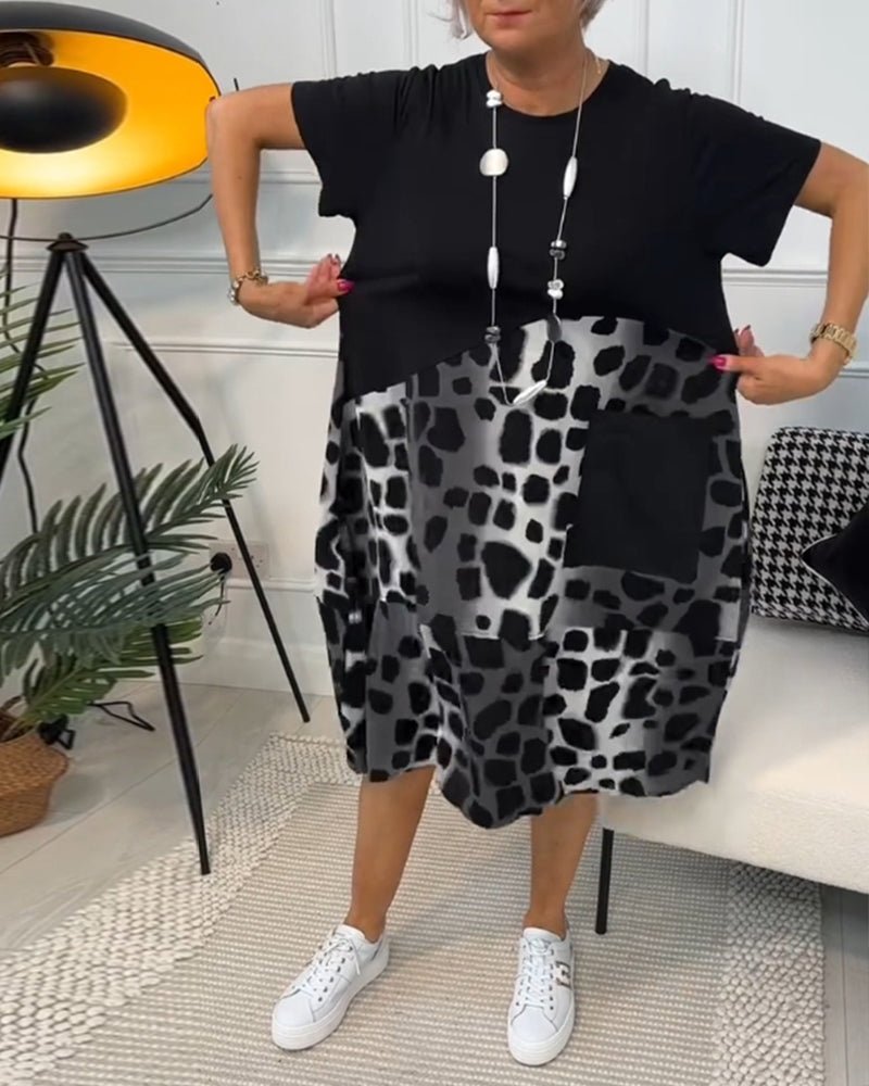 Ellie | Relaxed Print Midi Dress with Pockets