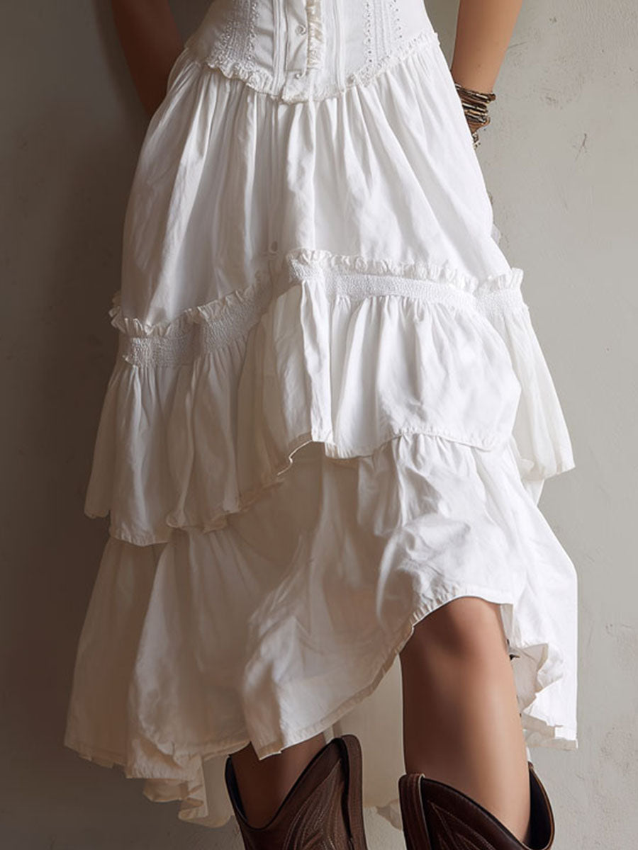 Carina | Lace-Trim Retro Midi Dress