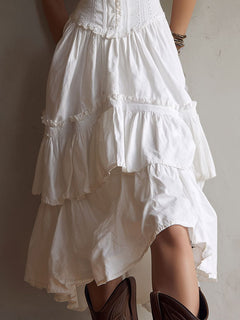 Carina | Lace-Trim Retro Midi Dress