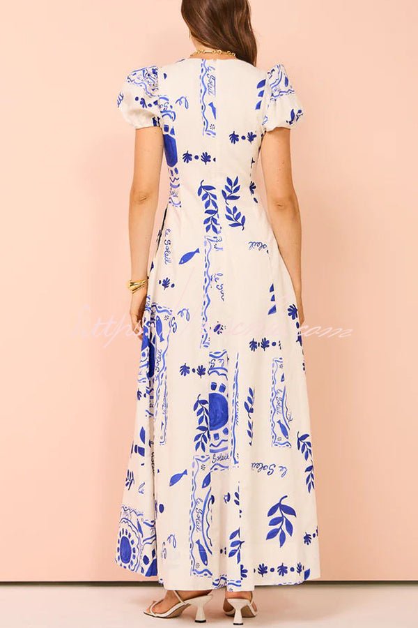 Hedda | Graceful Blue Floral Dress