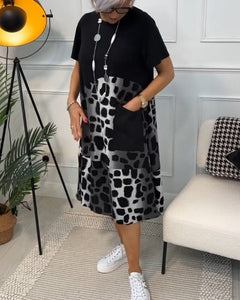 Ellie | Relaxed Print Midi Dress with Pockets