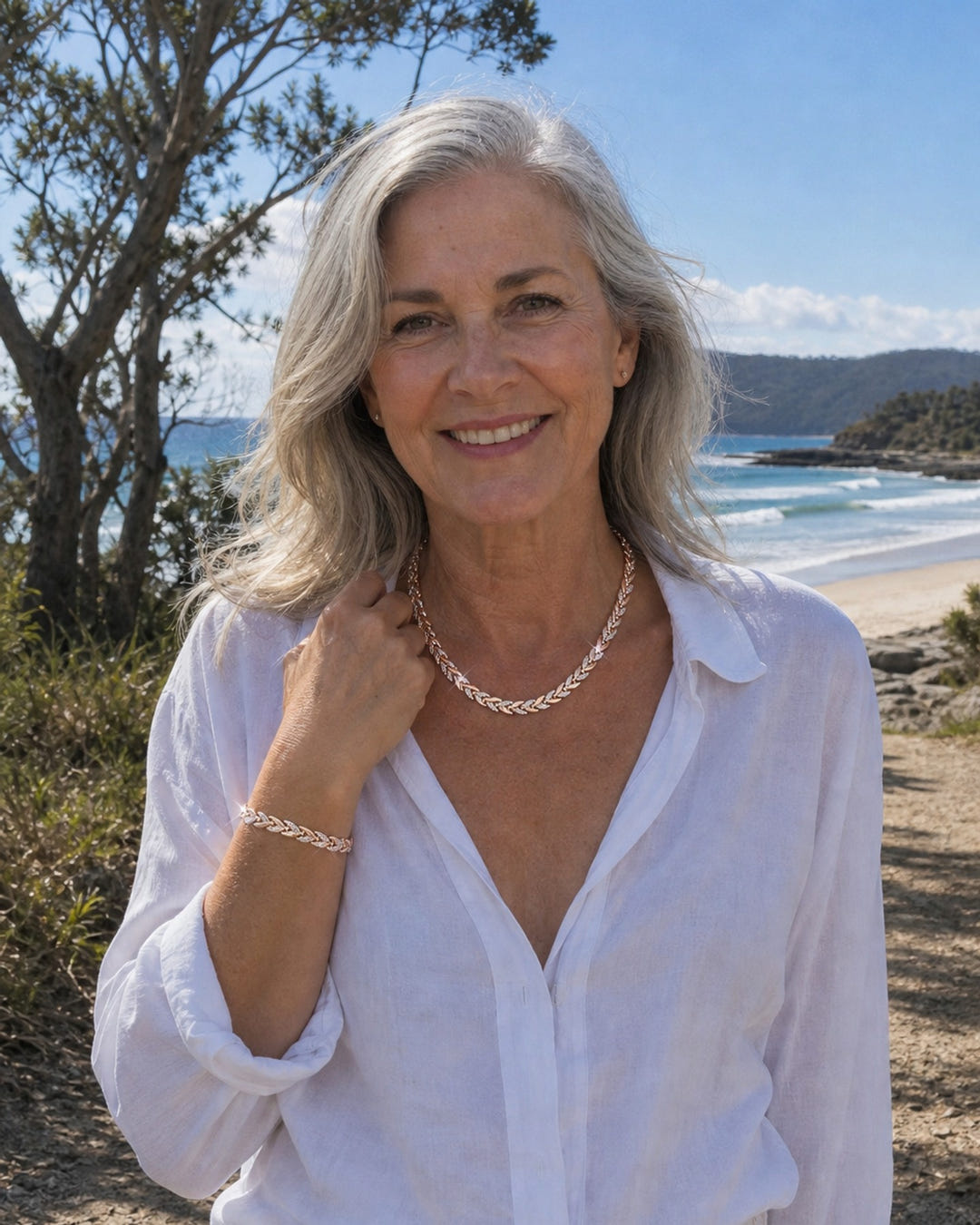 Neve | Rhinestone Fish-Tail Necklace & Bracelet Set on Bruny Island