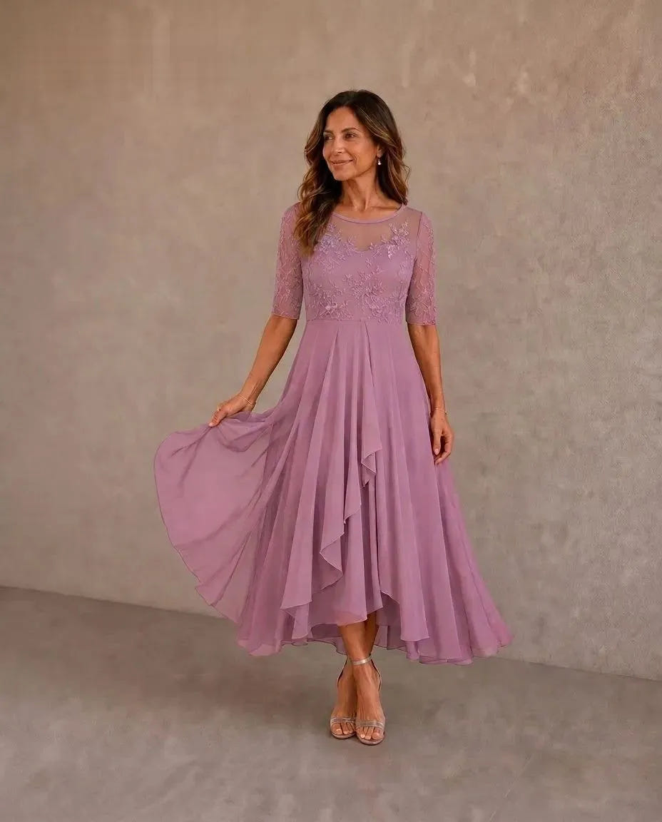 Leala | Chiffon Hem Lace Dress