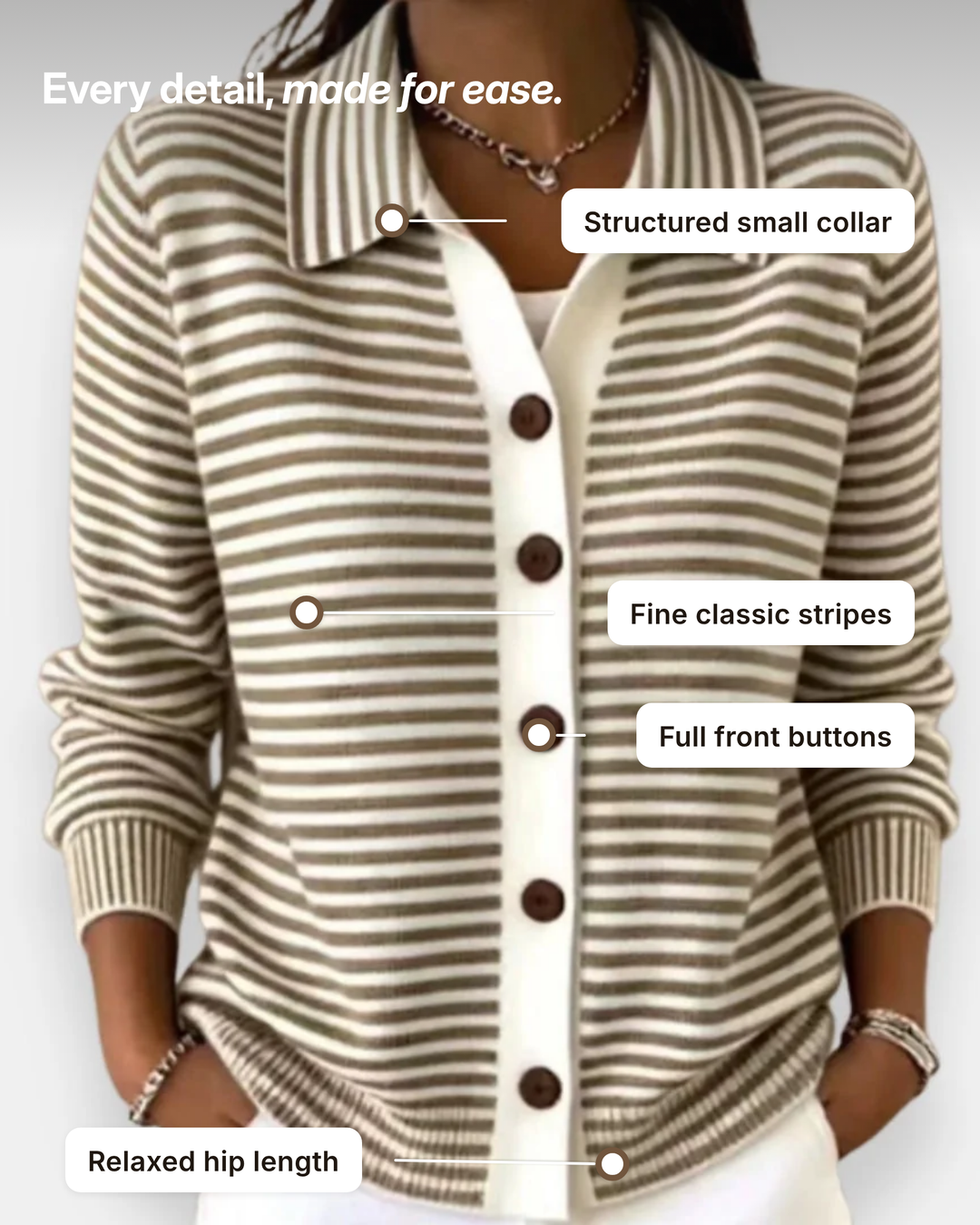Basia | Striped Button Cardigan details