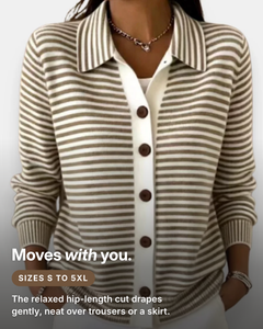Basia | Striped Button Cardigan fit and sizes