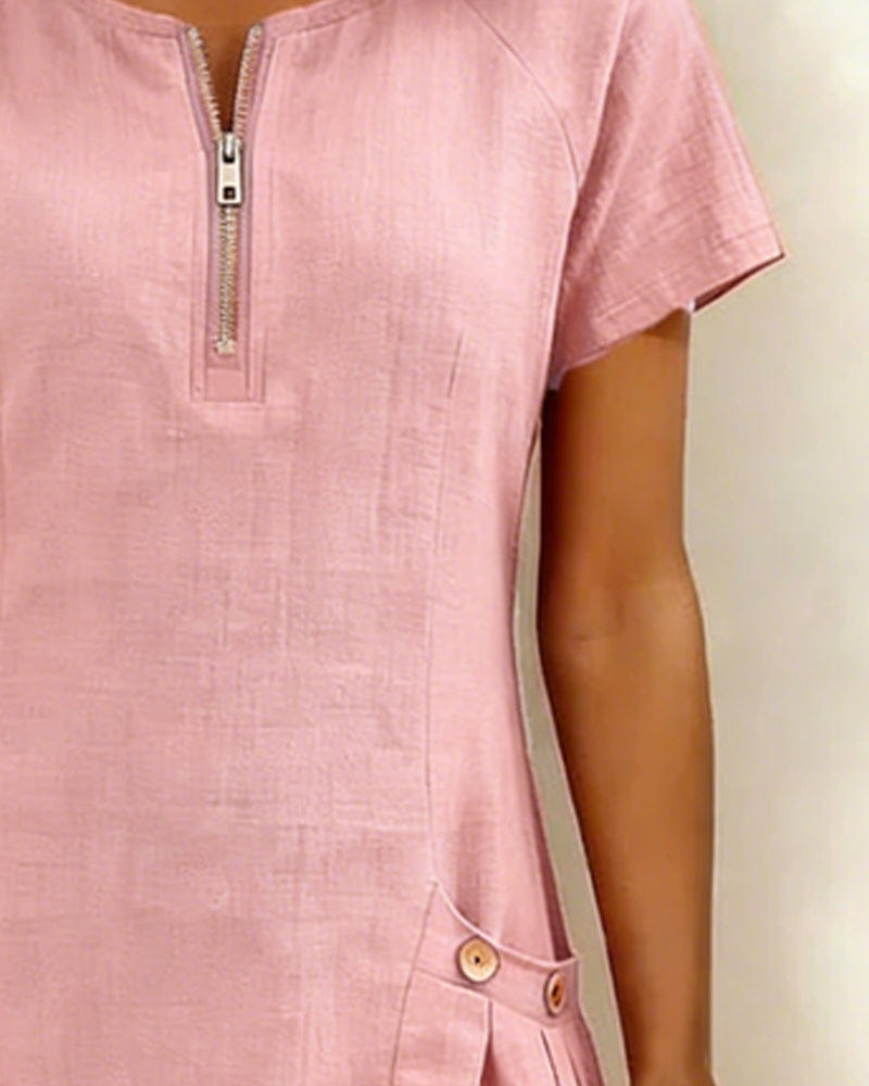 Noeleen | Cotton Zip-Pocket Dress