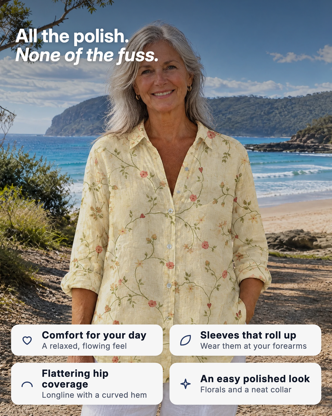 Bea | Floral Print Longline Shirt benefits