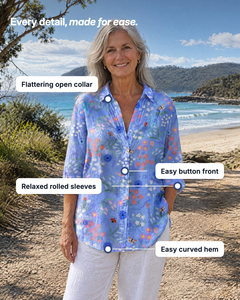 Bea | Floral Print Longline Shirt details