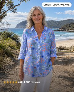 Bea | Floral Print Longline Shirt in periwinkle meadow