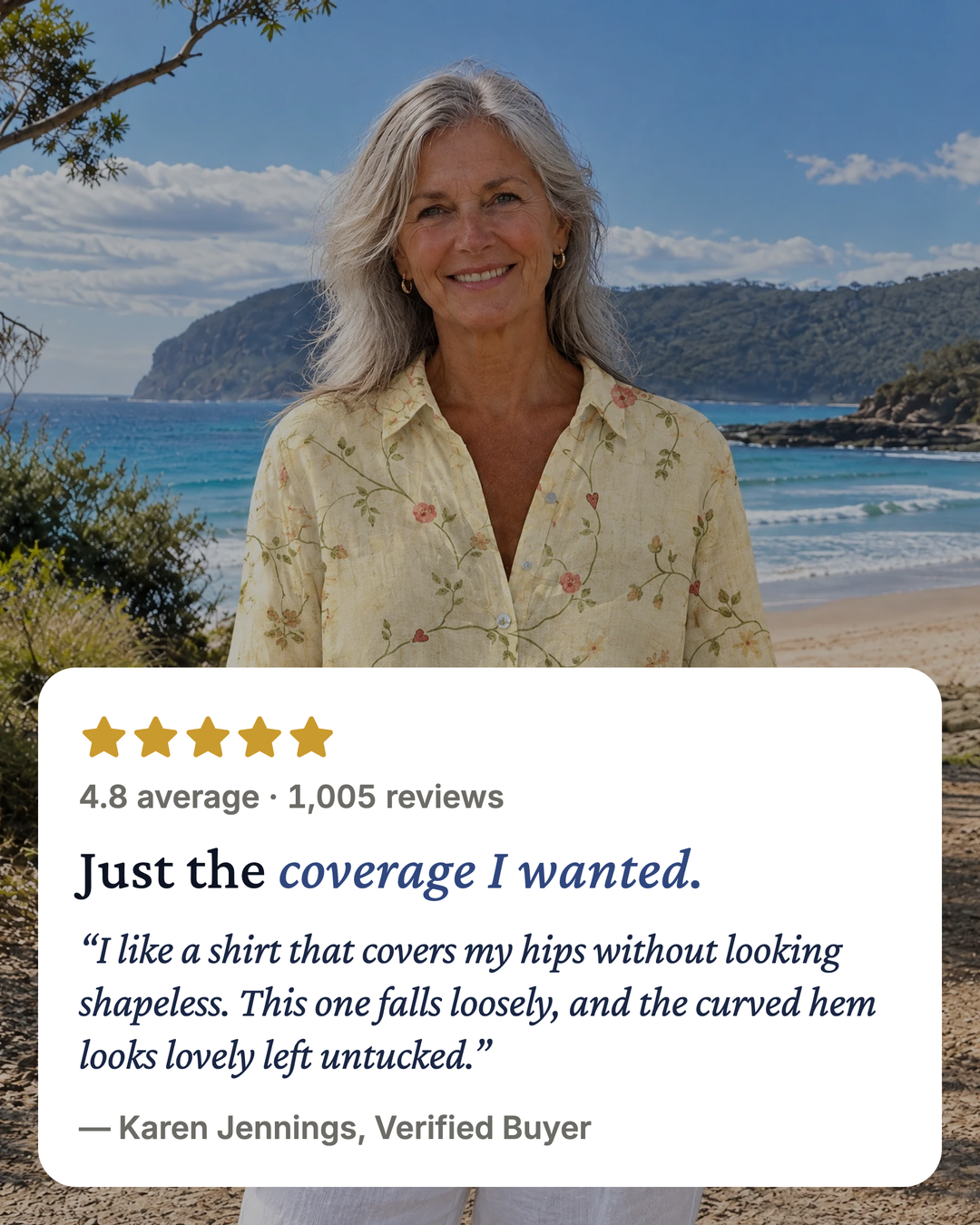 Bea | Floral Print Longline Shirt five star customer review