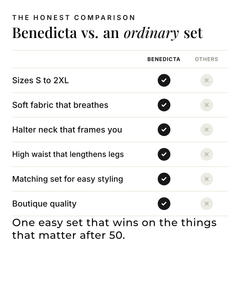 Benedicta | Flowing Two-Piece Set versus an ordinary garment comparison