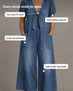 Birdie | Tie-Front Wide-Leg Jumpsuit details