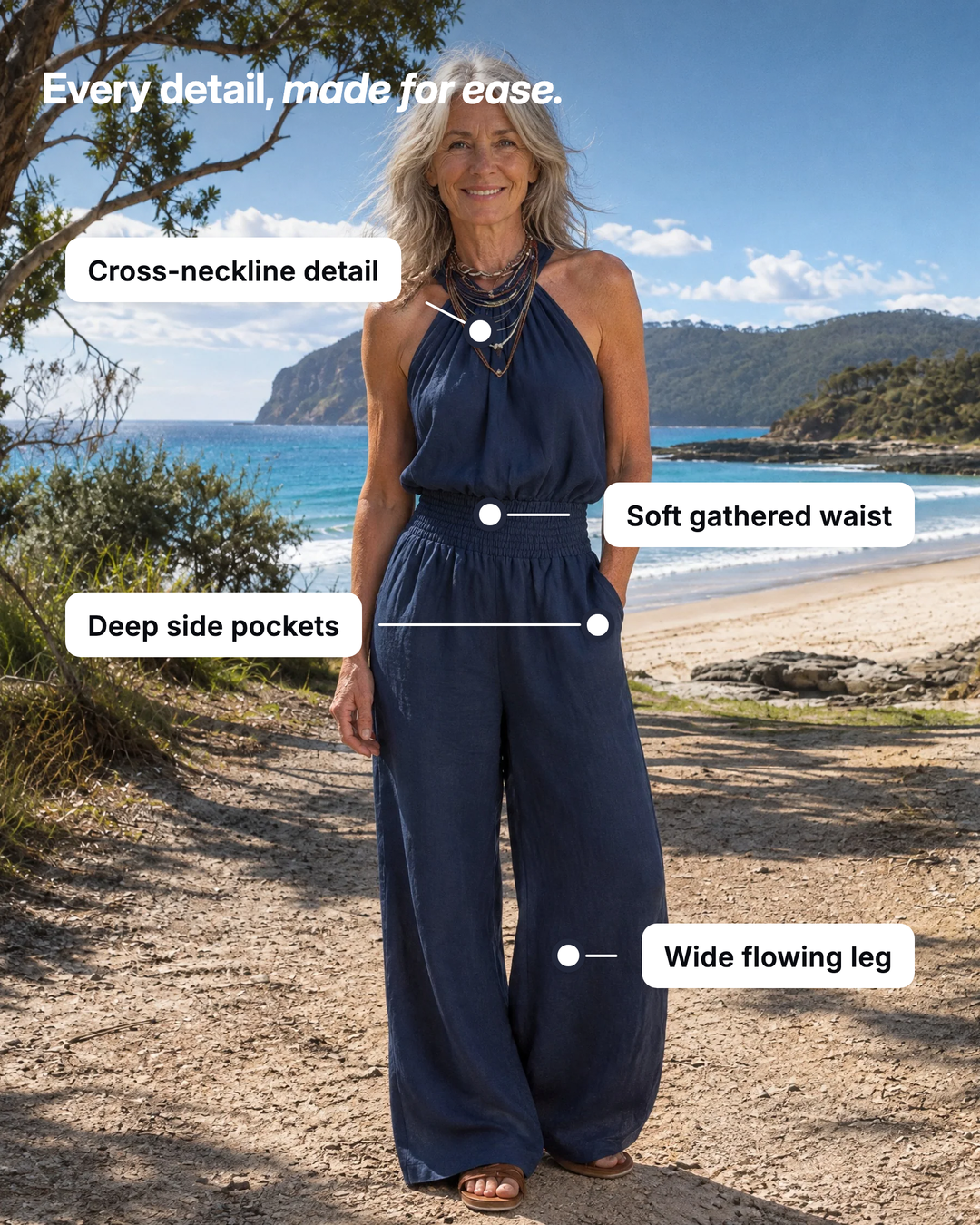 Britta | Cross-Neck Wide-Leg Jumpsuit details